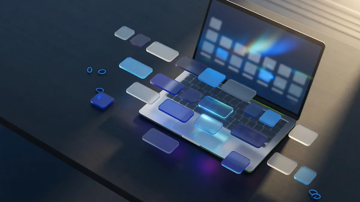 Laptop e teclas abstratas em capa visual sobre atalhos do Excel