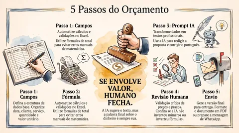 Cinco passos do orçamento automatizado com IA