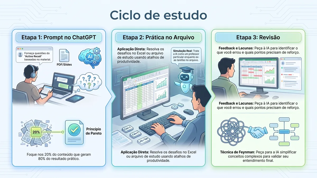 Ciclo de estudo com ChatGPT: pergunta, prática e revisão