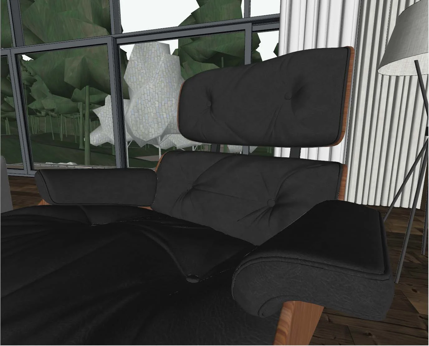 Couro na cadeira mostrado no SketchUp