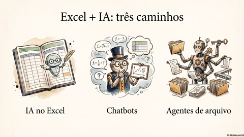 Infogr?fico comparando formas de usar Excel com intelig?ncia artificial