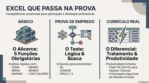Infográfico Excel no currículo: básico, prova de emprego e evidência real