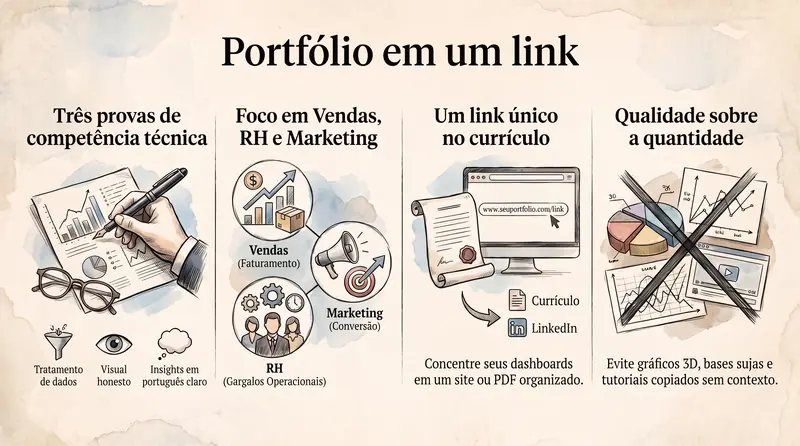 Como montar portfólio de analista de dados sem experiência (Power BI + um link só)