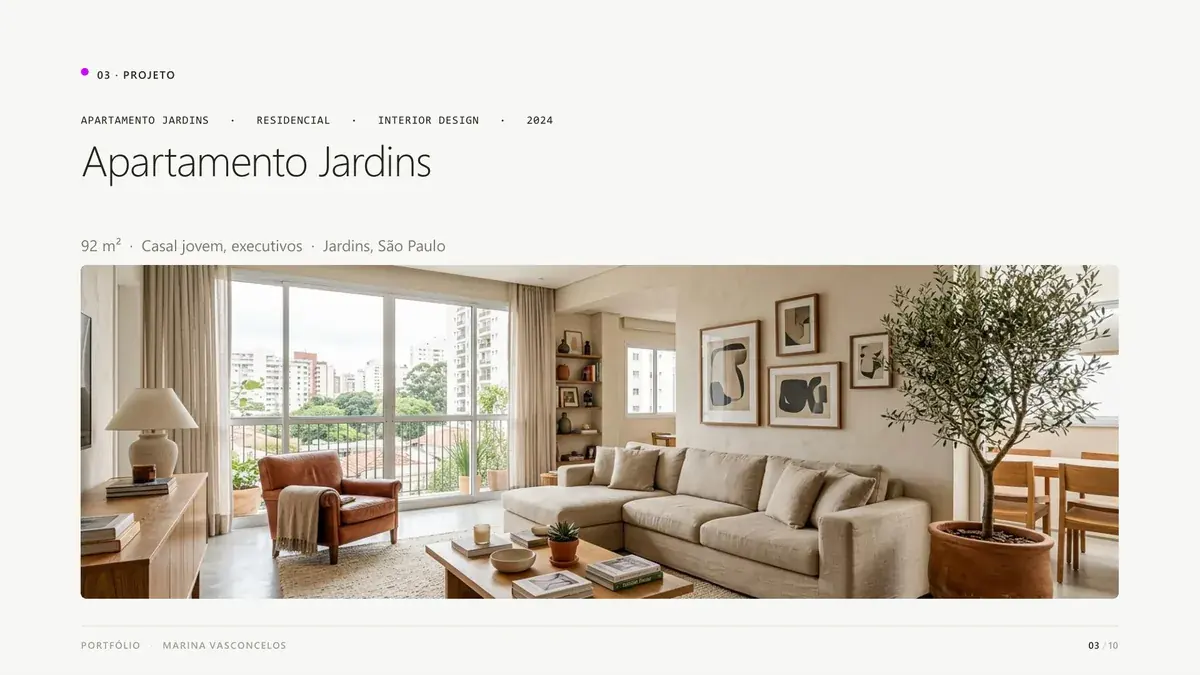 Template de portfólio para designer de interiores grátis