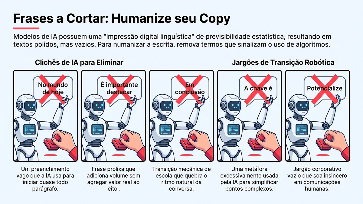 Lista de frases clichê típicas de textos gerados por inteligência artificial