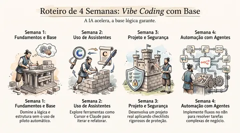 Roteiro de quatro semanas com base, assistente, projeto e agente