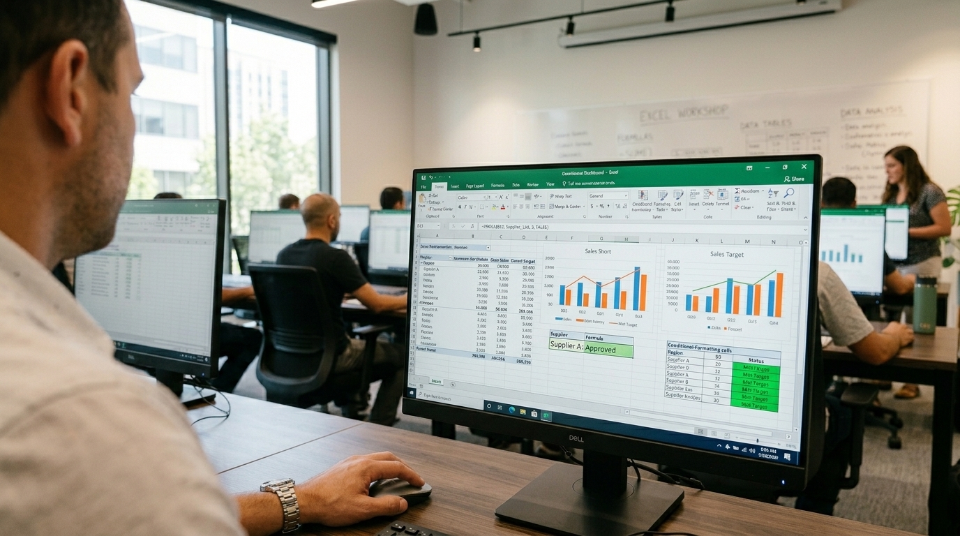Dashboard de Excel com tabela dinâmica, gráficos e fórmulas de PROCV em destaque