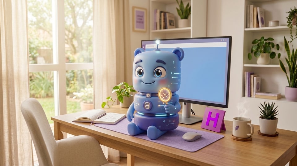 Mascote cilindro de banco de dados simpático no Curso de Banco de Dados MySQL da Escola Habilidade