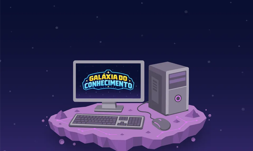 Computador da Galáxia do Conhecimento, com monitor, gabinete, teclado e mouse