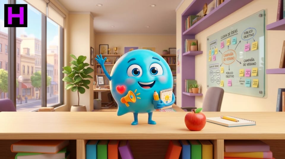 Mascote balão de anúncio simpático do Curso de Meta Business da Escola Habilidade