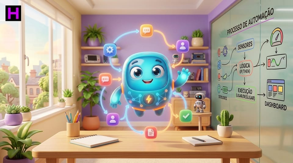 Mascote nós de automação simpático do Curso de n8n da Escola Habilidade