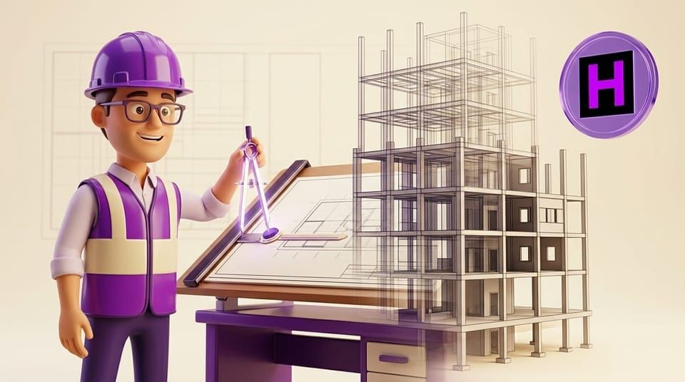 Mascote prancheta simpática modelando um edifício BIM com paredes, pisos e janelas no Curso de Revit da Escola Habilidade